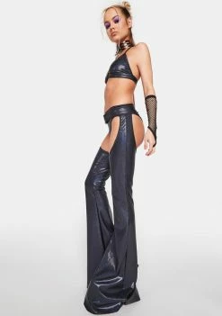 Hot Sale ✨ Rolita Rave Couture Black Sparkle Ride Em Bell Chaps ???? 8 Rolita Rave Couture Black Sparkle Ride Em Bell Chaps