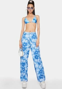 Lipt The Label Bra Tops Blue Vacay Floral Bra Top