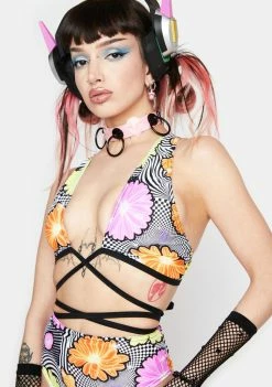 Rolita Rave Couture Circuit Daisy Goddess Wrap Top