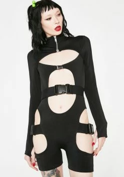 Lipt The Label Long Sleeve Zip Front Unitard