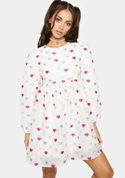 Sister Jane Irina Heart Jacquard Mini Dress