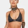 Rolita Rave Couture Black Sparkle Buckle Up Top Bra Tops