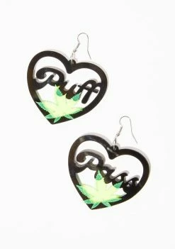 Rolita Rave Couture Puff Pass Heart Earrings Jewelry