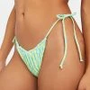 Now Cool Lime Wave Check Gathered Tie Bikini Bottoms