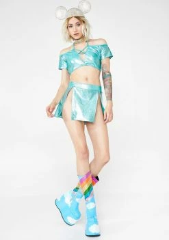 Rolita Rave Couture Tops Peekaboo Lace-Up Top