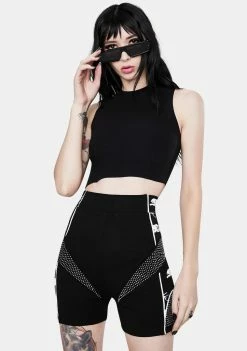Lipt The Label Lynx Reflective Rhinestone Shorts