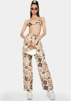 Lipt The Label Tops Brown Vacay Floral Bra Top