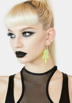 Rolita Rave Couture Jewelry Weed Leaf Earrings