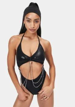 Rolita Rave Couture Punk Princess Cutout Chain Bodysuit