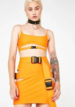 Discount ???? Lipt The Label Bottoms Agent Orange Buckle ???? Skirt ???? 9 Lipt The Label Bottoms Agent Orange Buckle Skirt