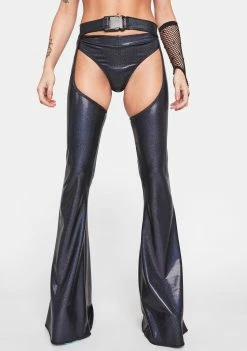 Rolita Rave Couture Black Sparkle Ride Em Bell Chaps