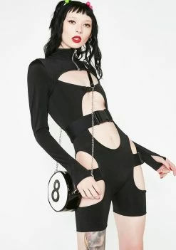Lipt The Label Long Sleeve Zip Front Unitard