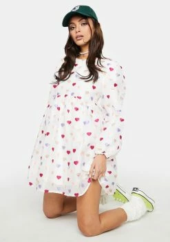 Sister Jane Irina Heart Jacquard Mini Dress