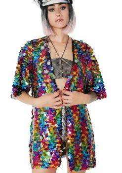 Rolita Rave Couture Rainbow Rager Sequin Kimono