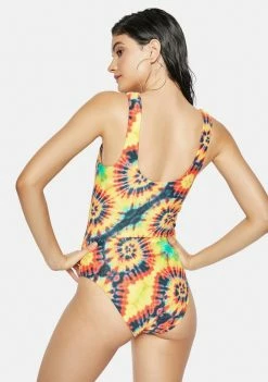 Now Cool The Golden Girl Tie Dye 90s One-Piece Swimsuit
