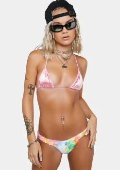 Now Cool Pink Tie Dye 90s Bikini Bottoms
