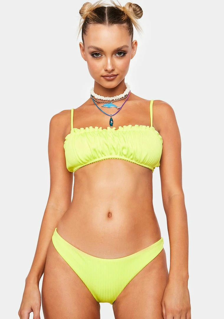 Flash Sale ???? Now Cool Lime Rib Signature Eco ???? Bikini Bottoms ❤️ 4 Now Cool Lime Rib Signature Eco Bikini Bottoms