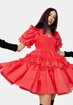 Sister Jane Coral Ruffle Mini Dress Dresses