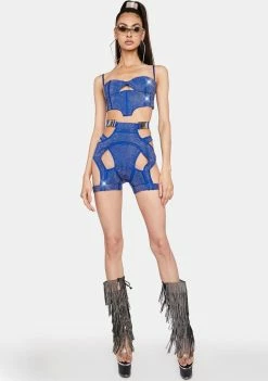 Lipt The Label Blue Morph Rhinestone Bustier