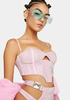 Lipt The Label Tops Pink Morph Rhinestone Bustier