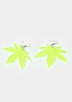 Rolita Rave Couture Jewelry Weed Leaf Earrings
