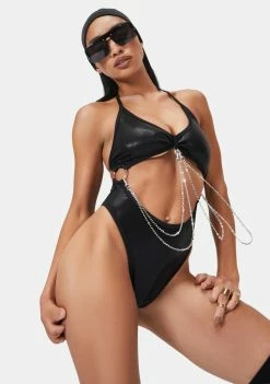 Rolita Rave Couture Punk Princess Cutout Chain Bodysuit
