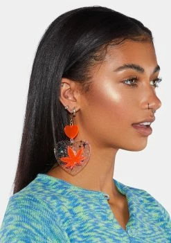 Rolita Rave Couture Heart Weed Drop Earrings
