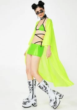 Rolita Rave Couture Vivid Inferno Mesh Cover Up Outerwear