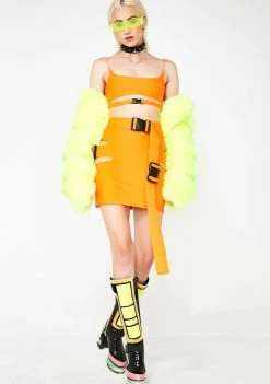 Discount ???? Lipt The Label Bottoms Agent Orange Buckle ???? Skirt ???? 11 Lipt The Label Bottoms Agent Orange Buckle Skirt