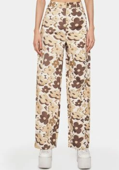 Lipt The Label Brown Vacay Floral Cargo Pants
