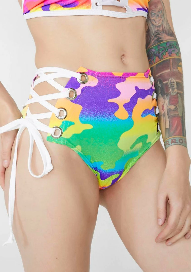 New ???? Rolita Rave Couture Bottoms Camo Lace Me Up Shorts ???? 3 Rolita Rave Couture Bottoms Camo Lace Me Up Shorts