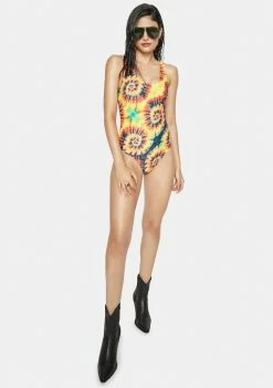 Now Cool The Golden Girl Tie Dye 90s One-Piece Swimsuit