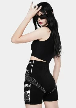 Lipt The Label Lynx Reflective Rhinestone Shorts