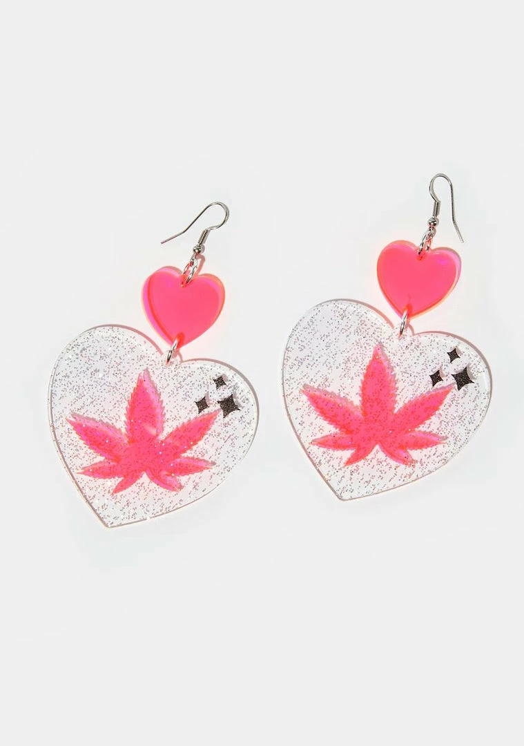 Outlet ⌛ Rolita Rave Couture Heart Weed Drop Earrings ???? 3 Rolita Rave Couture Heart Weed Drop Earrings