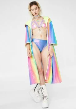 Rolita Rave Couture Outerwear Glitter Rainbow Kimono