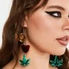 Rolita Rave Couture Peace Weed Earrings Jewelry
