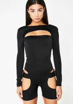 Lipt The Label Long Sleeve Buckle Unitard Jumpsuits & Rompers