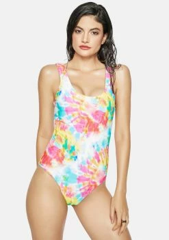Now Cool The Pink Tie Dye 90s One-Piece Swimsuit