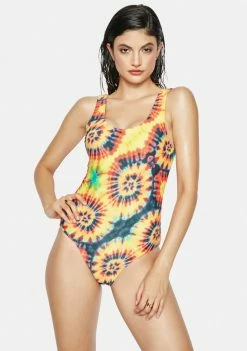 Now Cool The Golden Girl Tie Dye 90s One-Piece Swimsuit