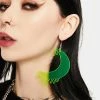 Rolita Rave Couture Green Drippy Moon Face Earrings Jewelry