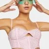 Lipt The Label Tops Pink Morph Rhinestone Bustier