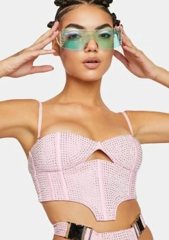 Lipt The Label Tops Pink Morph Rhinestone Bustier