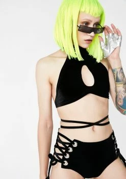 Rolita Rave Couture Black Velvet Ethereal Wrap Top