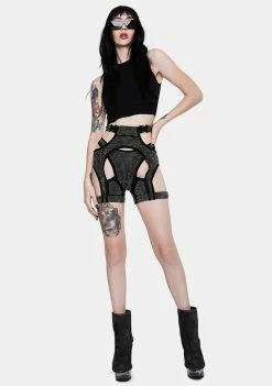 Lipt The Label Morph Rhinestone Cut-Out Shorts Bottoms