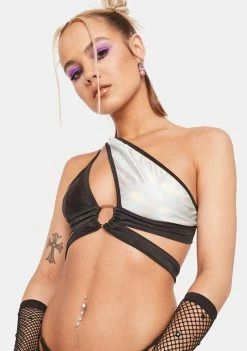 Rolita Rave Couture Tops Galactic Groove Asymmetrical Top