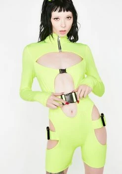 Lipt The Label Slime Long Sleeve Zip Front Unitard