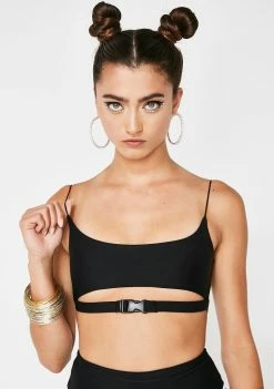 Lipt The Label Tank Crop Top Buckle Cami Top