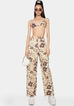 Lipt The Label Brown Vacay Floral Cargo Pants