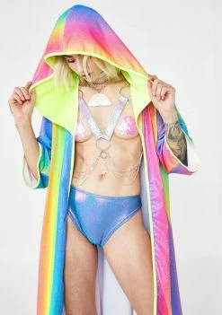 Rolita Rave Couture Outerwear Glitter Rainbow Kimono