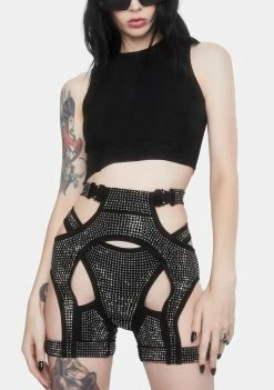 Lipt The Label Morph Rhinestone Cut-Out Shorts Bottoms